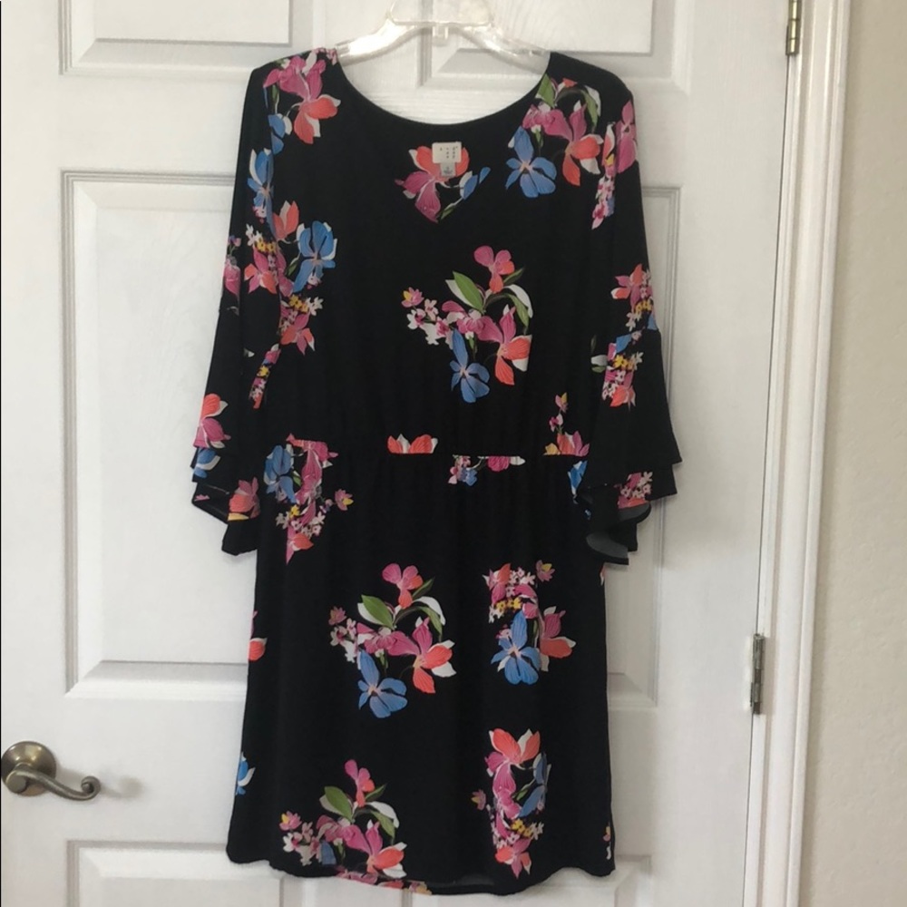 Floral dress with flutter sleeves